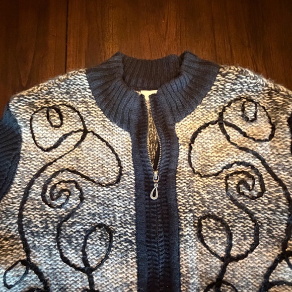 NWT Breckenridge Cardigan Women's Black & Cream Full Zip Sweater, Size 2X - Picture 3 of 13